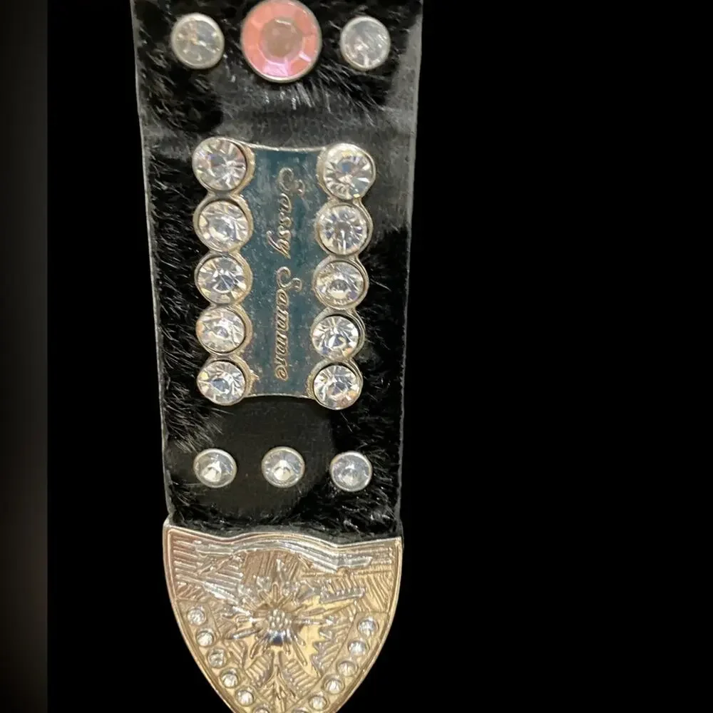 Black and Purple Embellished Belt Length around 45